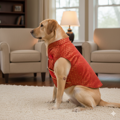 Nootie Festive Sherwani with Chunni for Pets – Red | Stylish Outfit for Weddings & Festivals