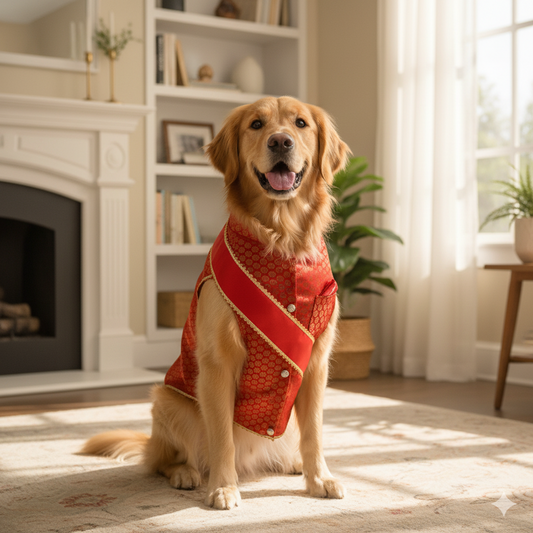 Nootie Festive Sherwani with Chunni for Pets - Red