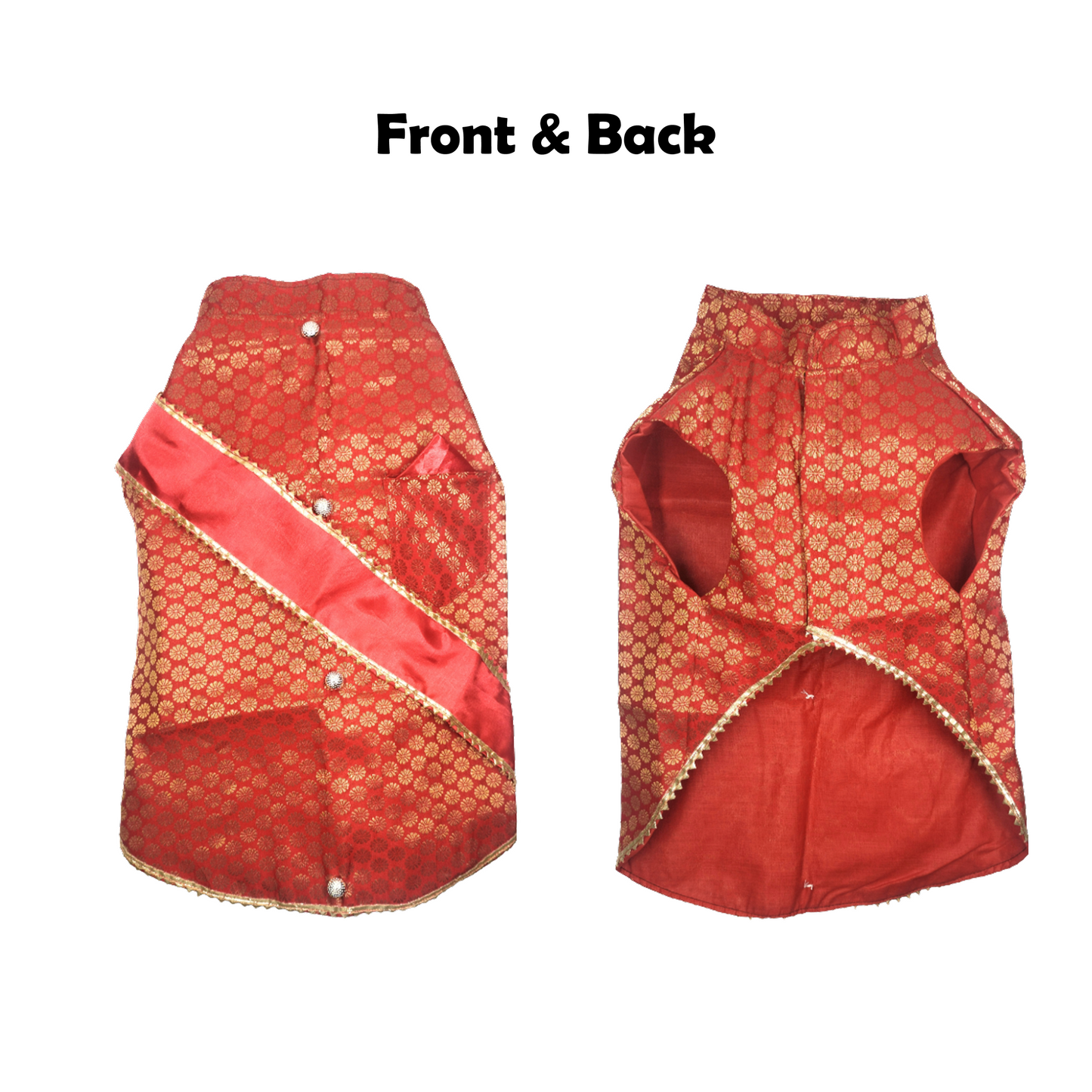 Nootie Festive Sherwani with Chunni for Pets – Red | Stylish Outfit for Weddings & Festivals