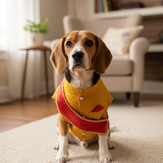 Nootie Festive Sherwani with Chunni for Pets - Yellow