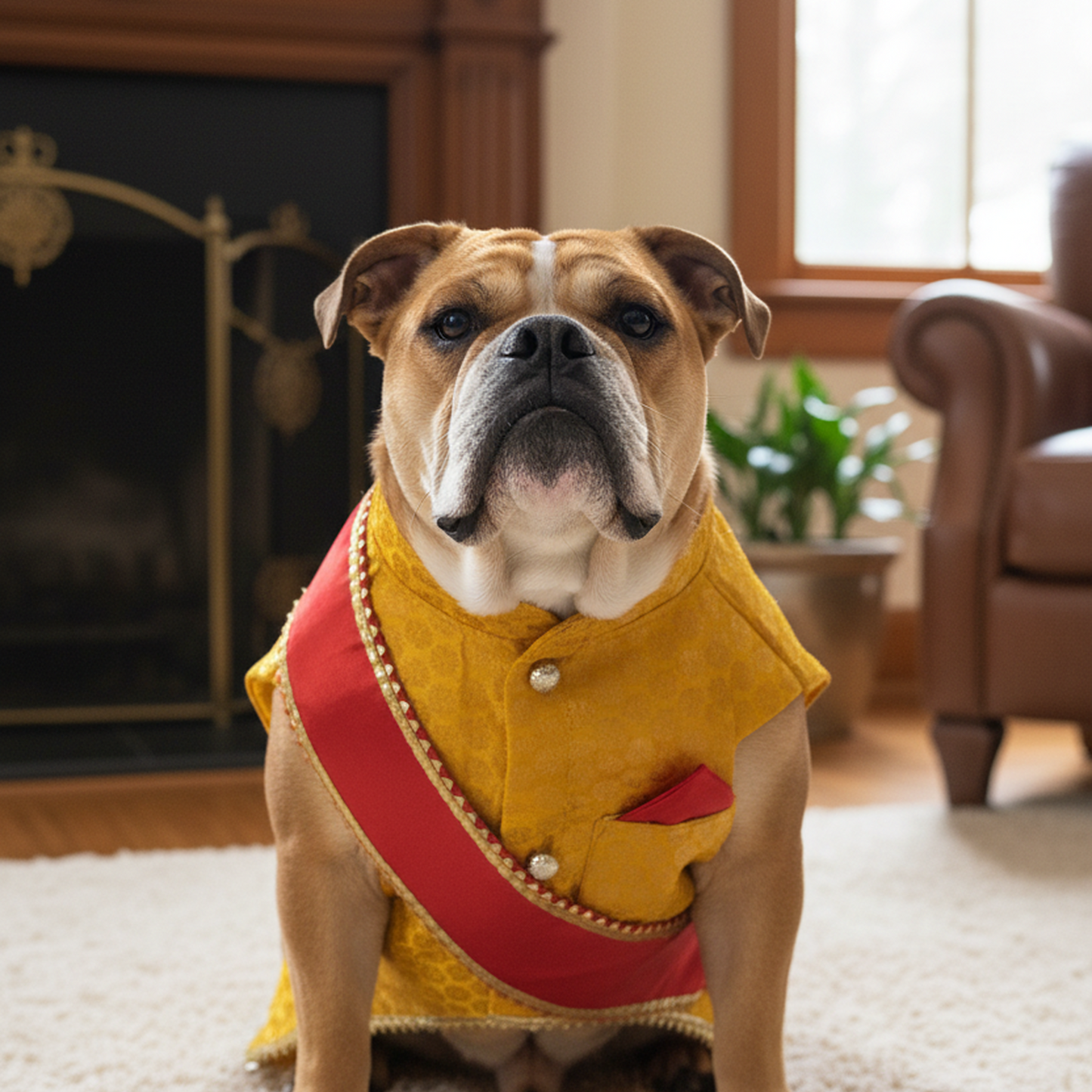 Nootie Festive Sherwani with Chunni for Pets – Yellow | Stylish Outfit for Weddings & Festivals