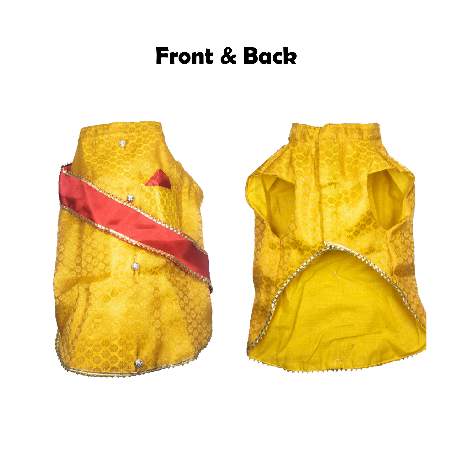 Nootie Festive Sherwani with Chunni for Pets – Yellow | Stylish Outfit for Weddings & Festivals