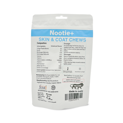 Nootie+ Skin & Coat Chews for Dogs | Hydrates Skin, Reduces Itching & Shedding (30 Chews)