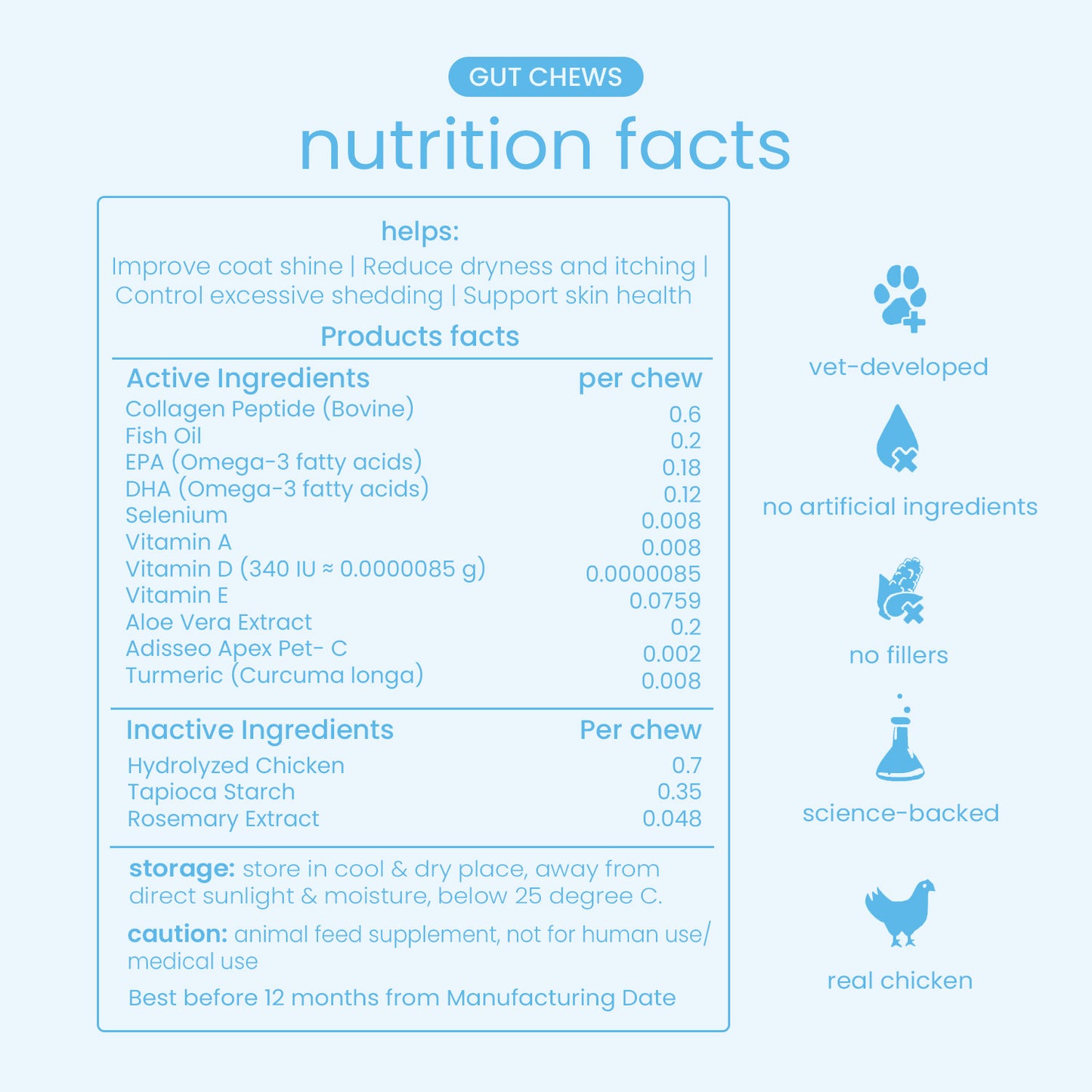 Nootie+ Skin & Coat Chews for Dogs | Hydrates Skin, Reduces Itching & Shedding (30 Chews)