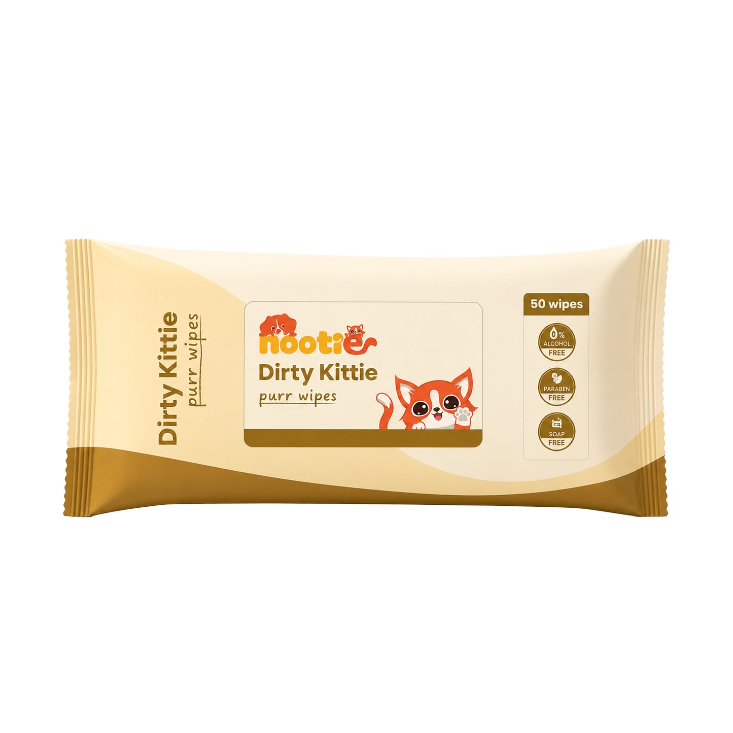 Nootie Dirty Kittie Purr Wipes (50 Wipes) | Alcohol-Free Cat Grooming & Deodorizing Wipes with Aloe & Neem