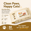 Nootie Dirty Kittie Purr Wipes (50 Wipes) | Alcohol-Free Cat Grooming & Deodorizing Wipes with Aloe & Neem