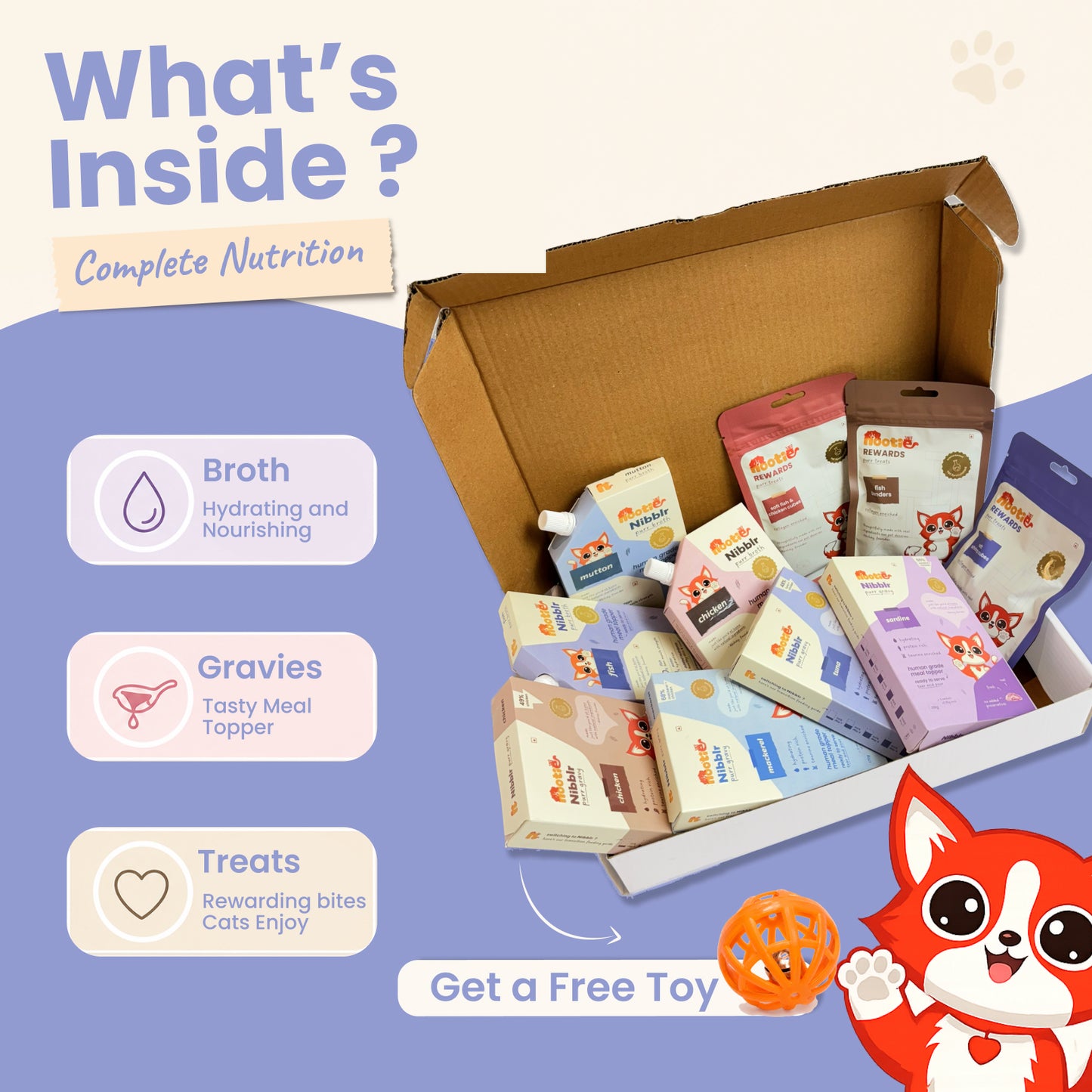Nibblr Purr Gravy, Broth & Treat Combo for Cats | Human-Grade Hydration & Meal Topper Variety Pack (Assorted Pack of 10)