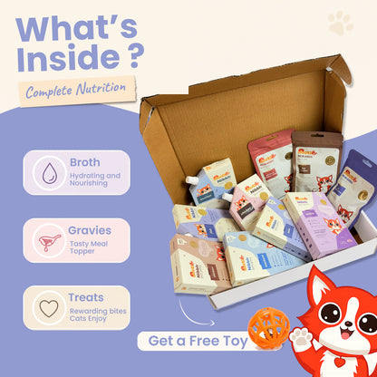 Nibblr Purr Gravy, Broth & Treat Combo for Cats | Human-Grade Hydration & Meal Topper Variety Pack (Assorted Pack of 10)