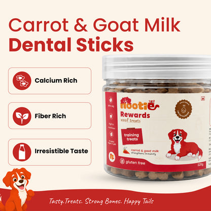 Nootie Rewards Woof Training Treats for Dogs – Carrot & Goat Milk, Gluten-Free, High Nutrition Dog Training Treats (220g)