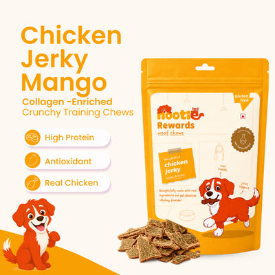 Rewards Woof Chews Crunchy for Dogs (80g) | Dehydrated Chicken Jerky and Mango