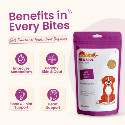 Rewards Woof Treats for Dogs (50g) | Soft Chicken Cubes