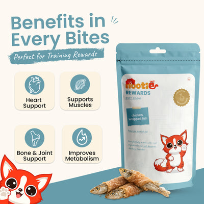 Rewards Purr Chews for Cats (35g) | Chicken Wrapped Fish - High-Protein & Taurine-Rich Natural Snacks for Heart Health