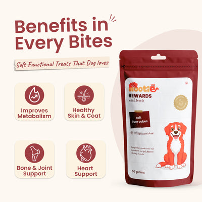 Rewards Woof Treats for Dogs (50g) | Soft Liver Cubes