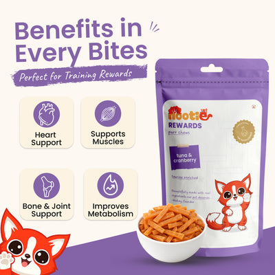 Rewards Purr Chews for Cats (35g) | Tuna & Cranberry - Omega-3 Rich Natural Snacks for Urinary Health