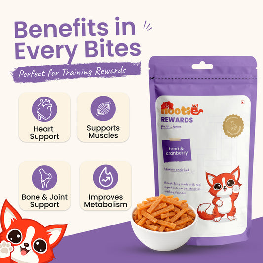 Rewards Purr Chews for Cats (35g) | Tuna & Cranberry - Omega-3 Rich Natural Snacks for Urinary Health