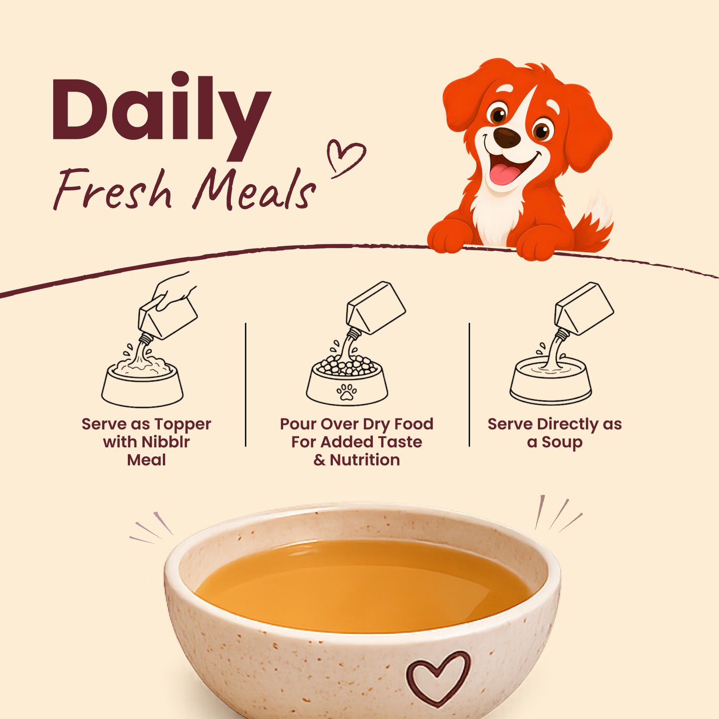 Nibblr Woof Broth - Hydrating Meal Topper for Dogs (100 ml) | Chicken Bone Broth