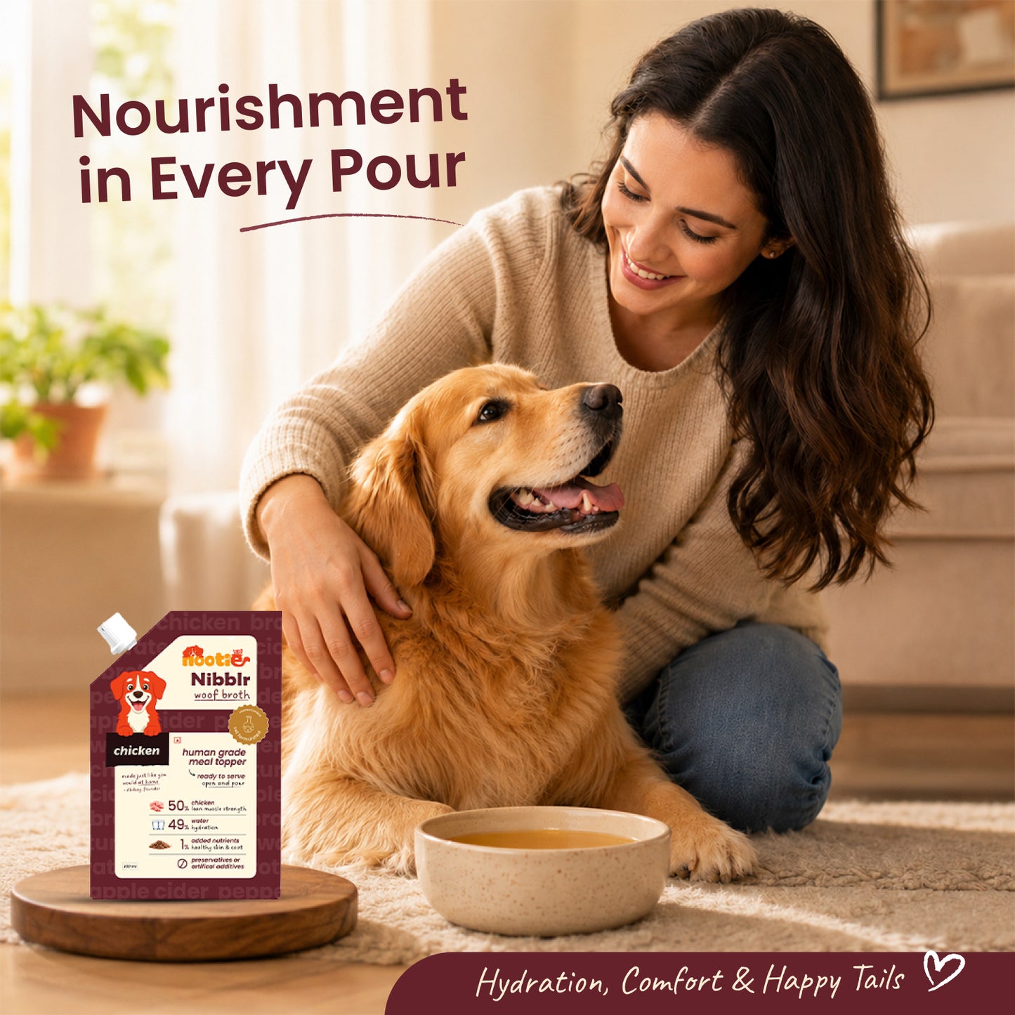 Nibblr Woof Broth - Hydrating Meal Topper for Dogs (100 ml) | Chicken Bone Broth