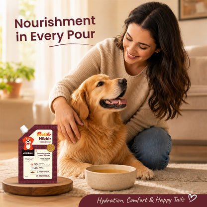 Nibblr Woof Broth - Hydrating Meal Topper for Dogs (100 ml) | Chicken Bone Broth
