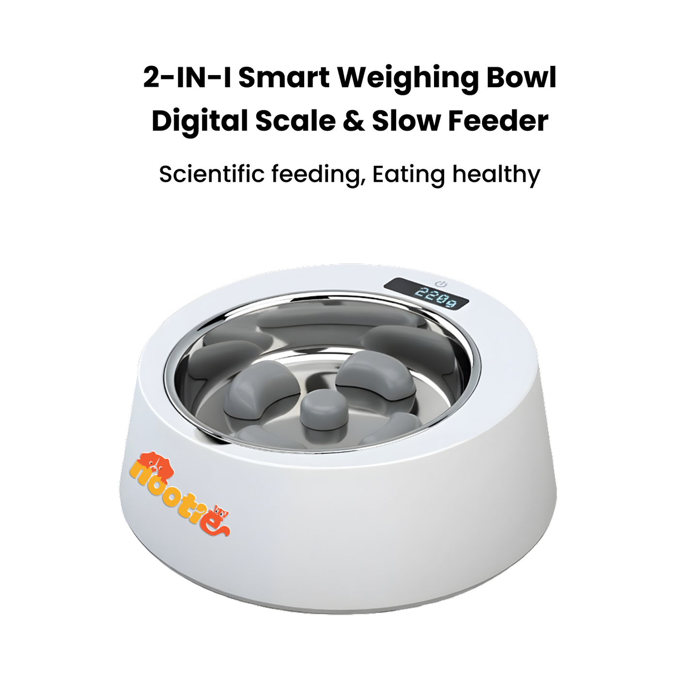 Nootie 2-in-1 Smart Weighing Bowl for Dogs & Cats | Digital Scale + Slow Feeder | Scientific Portion Control, Anti-Slip Base | Healthy Eating for Pets