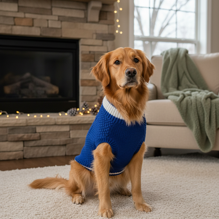 Nootie Dog High Neck Sweater, Blue – Stylish Winter Knitwear for All Breeds