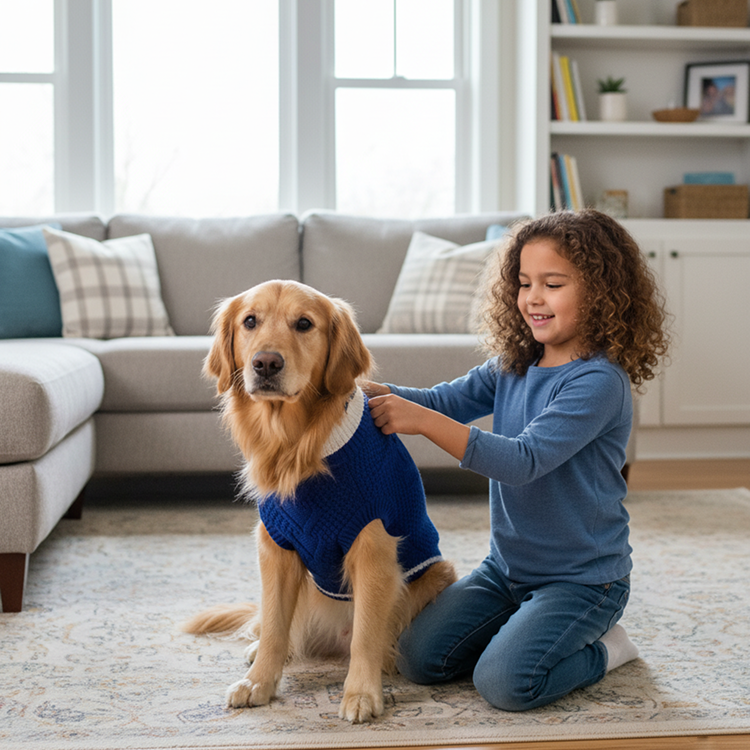 Nootie Dog High Neck Sweater, Blue – Stylish Winter Knitwear for All Breeds