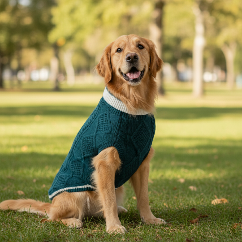 Nootie Dog High Neck Sweater, Dark Green – Stylish Winter Knitwear for All Breeds
