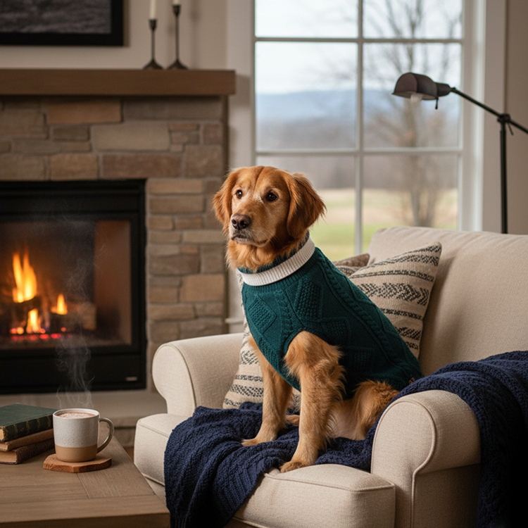 Nootie Dog High Neck Sweater, Dark Green – Stylish Winter Knitwear for All Breeds