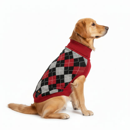 Nootie Dog Sweater, Red Check – Stylish Winter Knitwear for All Breeds