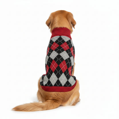 Nootie Dog Sweater, Red Check – Stylish Winter Knitwear for All Breeds