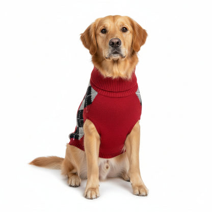 Nootie Dog Sweater, Red Check – Stylish Winter Knitwear for All Breeds