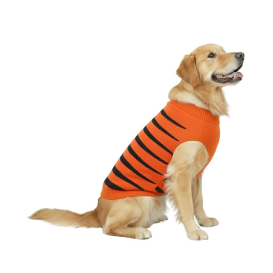 Nootie Dog Sweater Tiger Print, Orange – Stylish Winter Knitwear for All Breeds