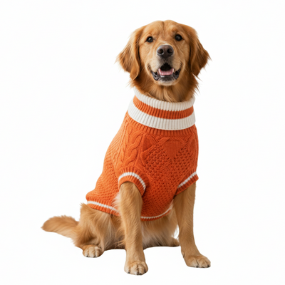 Nootie Dog High Neck Sweater, Orange – Stylish Winter Knitwear for All Breeds