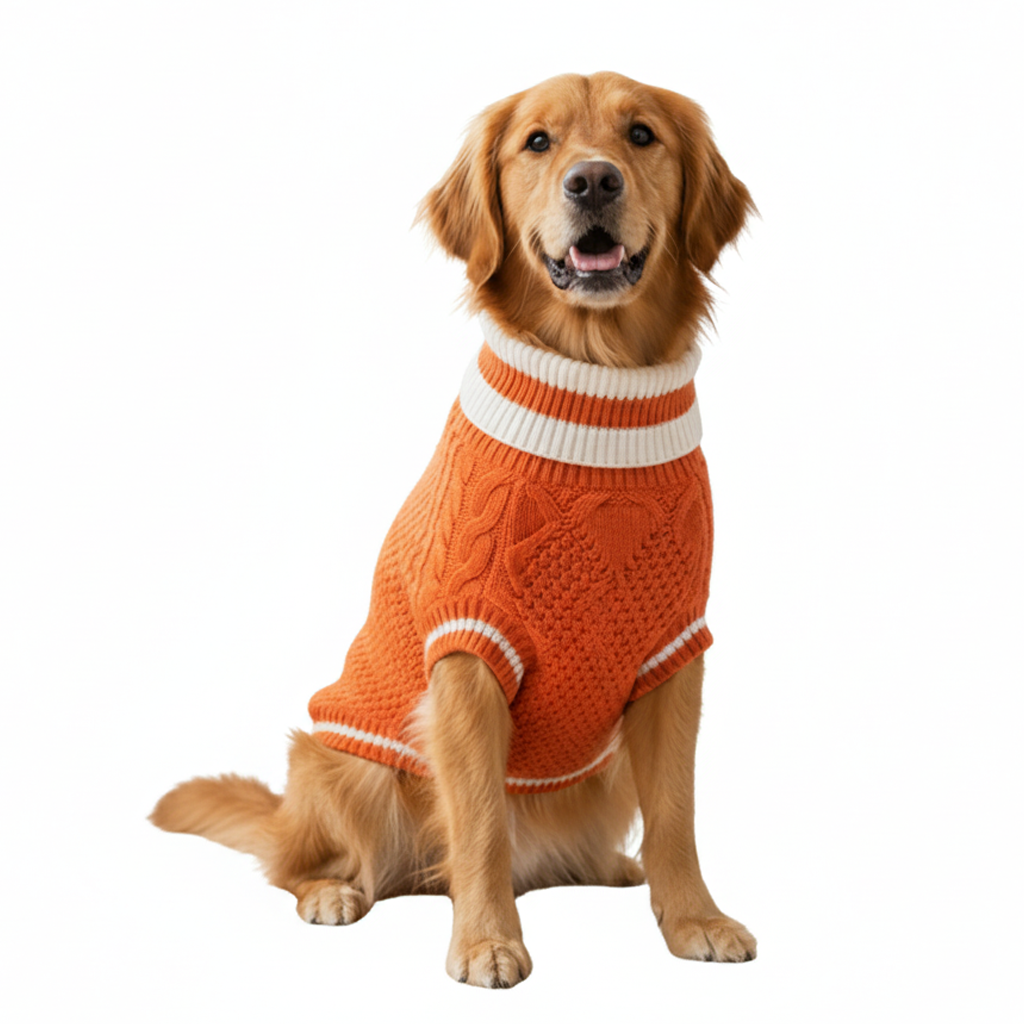Nootie Dog High Neck Sweater, Orange – Stylish Winter Knitwear for All Breeds