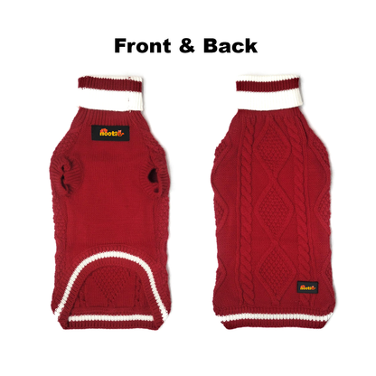 Nootie Dog High Neck Sweater, Red – Stylish Winter Knitwear for All Breeds