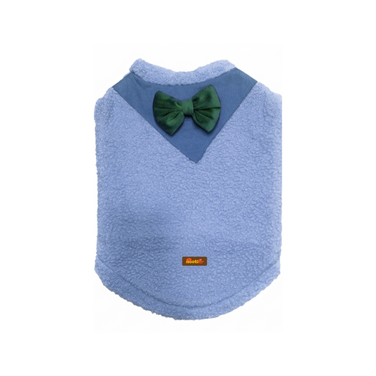 Nootie Dog Sweatshirt with Bow | Double-Layer, Warm, Soft Fleece Fur | Blue