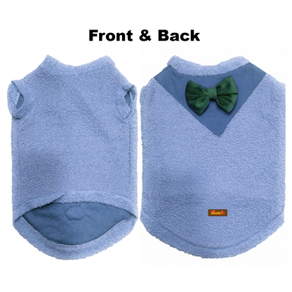 Nootie Dog Sweatshirt with Bow | Double-Layer, Warm, Soft Fleece Fur | Blue