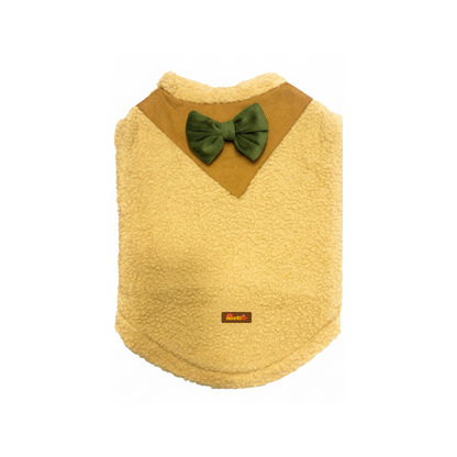 Nootie Dog Sweatshirt with Bow | Double-Layer, Warm, Soft Fleece Fur | Yellow