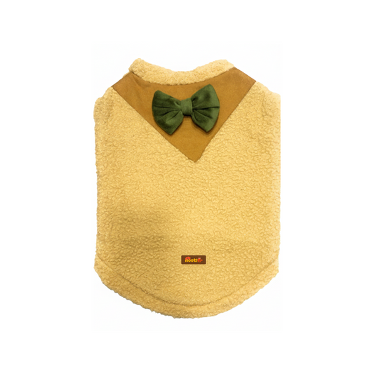 Nootie Dog Sweatshirt with Bow | Double-Layer, Warm, Soft Fleece Fur | Yellow