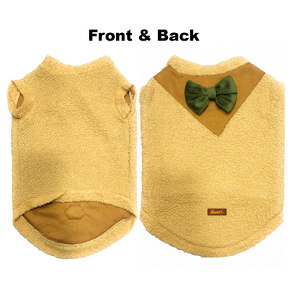 Nootie Dog Sweatshirt with Bow | Double-Layer, Warm, Soft Fleece Fur | Yellow