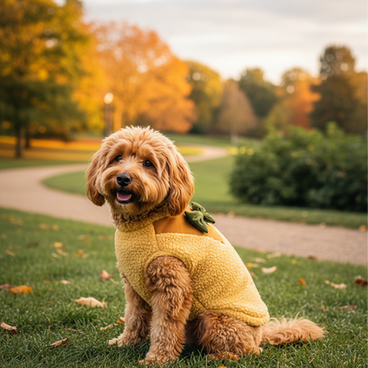 Nootie Dog Sweatshirt with Bow | Double-Layer, Warm, Soft Fleece Fur | Yellow