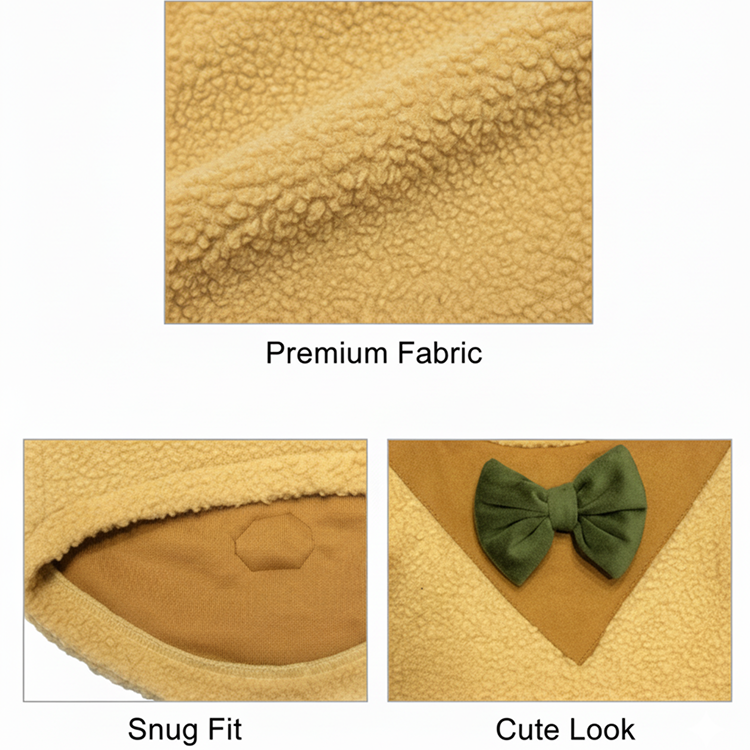 Nootie Dog Sweatshirt with Bow | Double-Layer, Warm, Soft Fleece Fur | Yellow