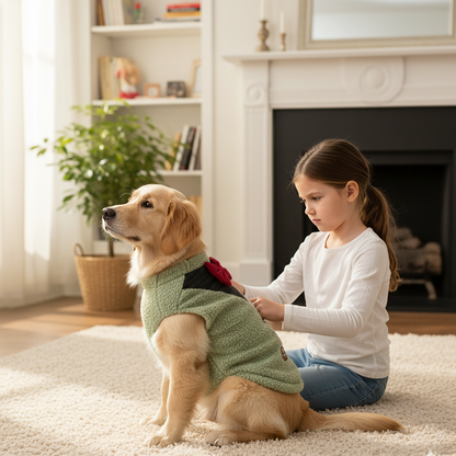 Nootie Dog Sweatshirt with Bow | Double-Layer, Warm, Soft Fleece Fur | Green