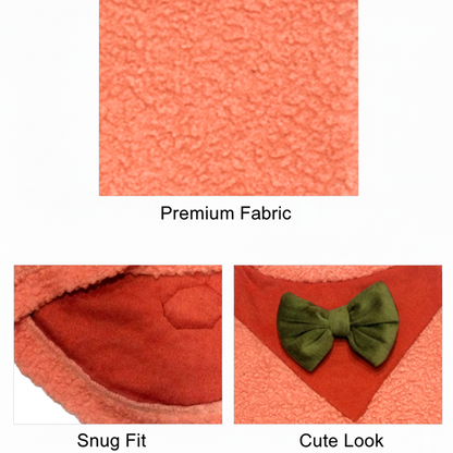 Nootie Dog Sweatshirt with Bow | Double-Layer, Warm, Soft Fleece Fur | Orange
