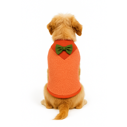 Nootie Dog Sweatshirt with Bow | Double-Layer, Warm, Soft Fleece Fur | Orange