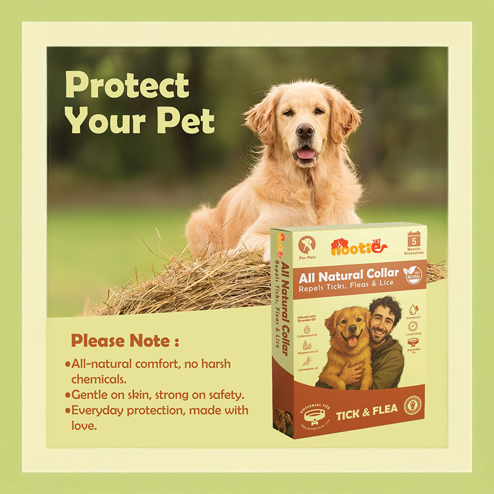 Nootie All Natural Tick & Flea Collar for Dogs & Cats | 5 Months Protection | Waterproof, Adjustable & Chemical-Free Pest Defence
