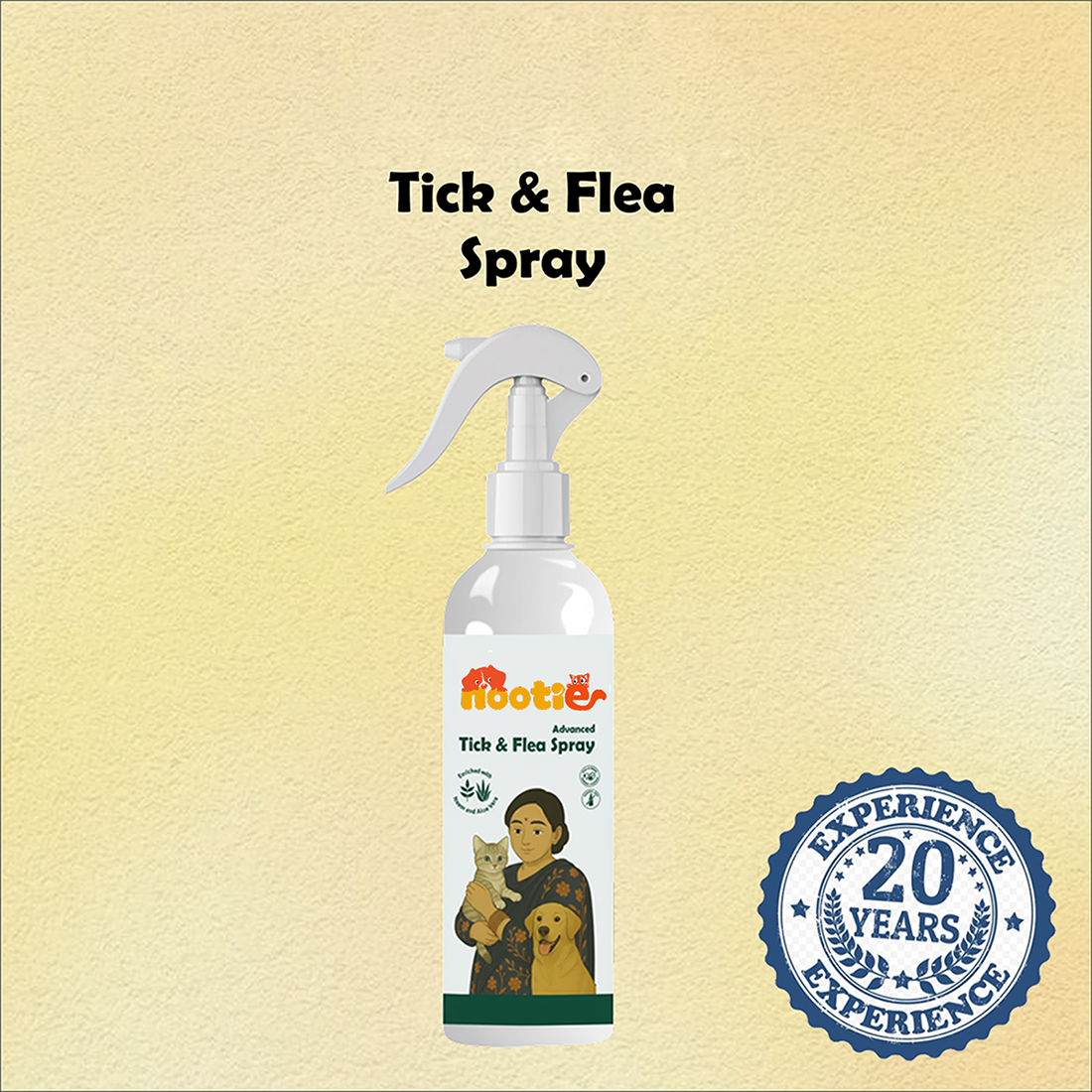 Nootie Tick & Flea Spray with Neem & Aloe Vera (250 ml) | Fast-Acting, Soothing, Daily Protection