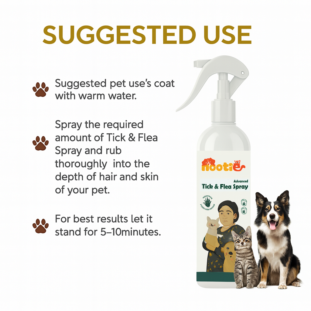 Nootie Tick & Flea Spray with Neem & Aloe Vera (250 ml) | Fast-Acting, Soothing, Daily Protection