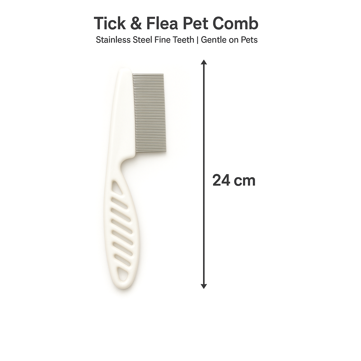 Nootie Tick & Flea Pet Comb for Dogs & Cats | Stainless Steel Fine Tooth Grooming Comb | Safe for All Breeds (24 cm)