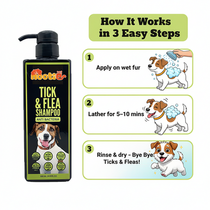 Nootie Tick & Flea Shampoo for Dogs (500 ml) | Natural Neem, Lemongrass & Clove Formula – Antibacterial & Sulphate-Free
