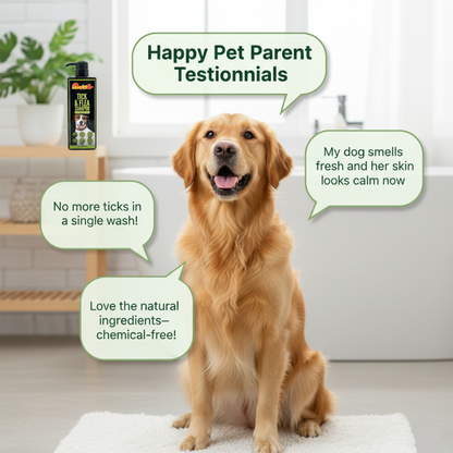 Nootie Tick & Flea Shampoo for Dogs (500 ml) | Natural Neem, Lemongrass & Clove Formula – Antibacterial & Sulphate-Free